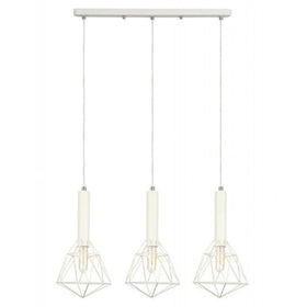 CLA Lighting Indoor Pendants Whiteband Iron Cage Pendant Light in White Lights-For-You WHITEBAND1X3 9326191020001