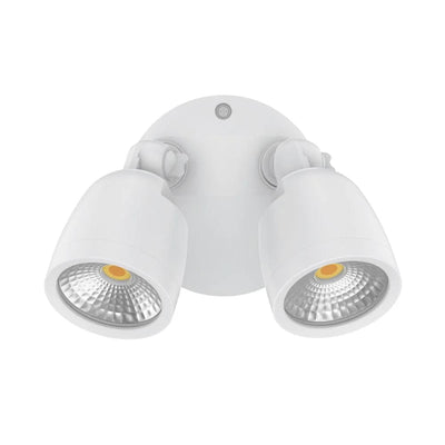 Domus MURO-ECO-20 - 20W LED Tri-Colour Twin Head Exterior Polycarbonate Coastal Spotlight IP65
