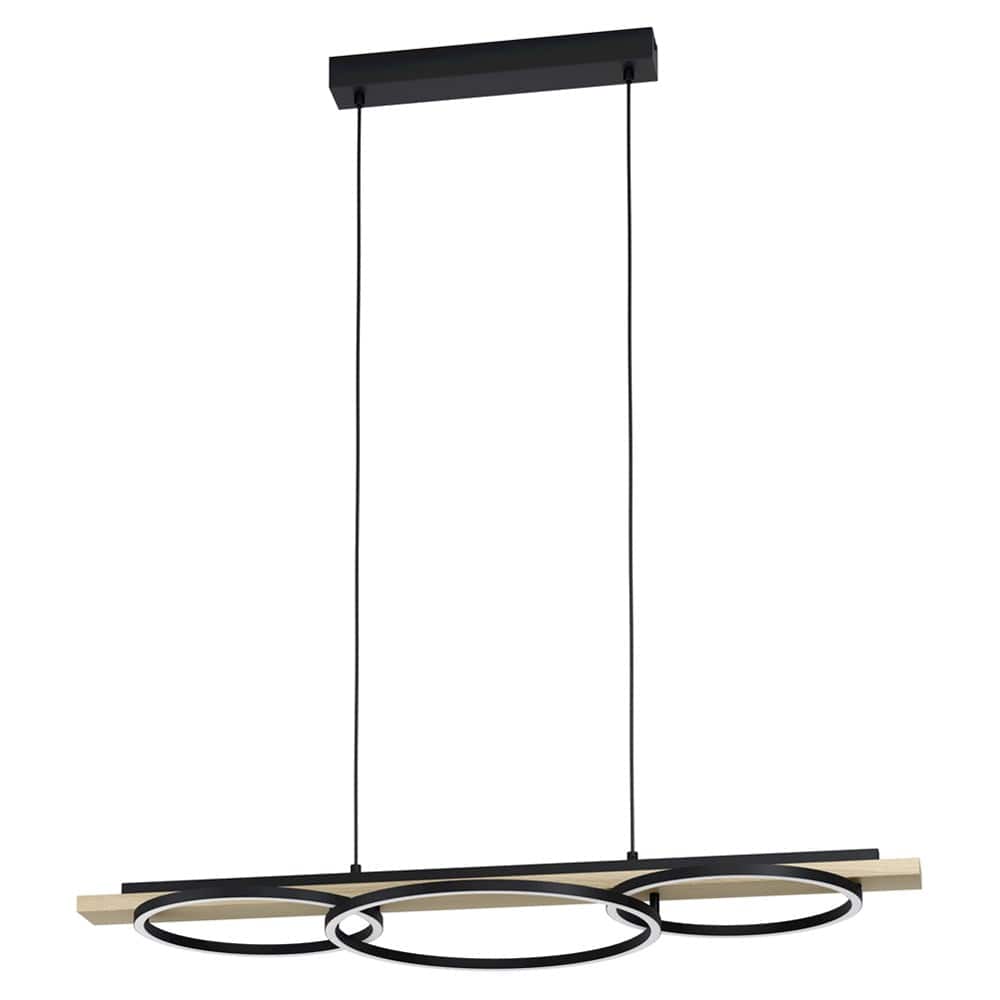 Eglo Lighting Indoor Pendants Black/Rustic Wood Boyal LED Pendant Light 3Lt Lights-For-You 99624