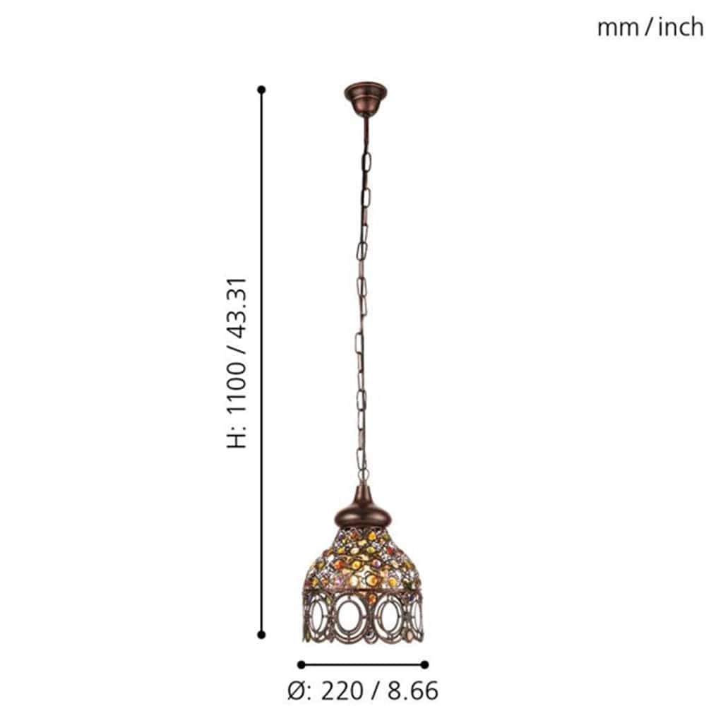 Eglo Lighting Indoor Pendants Antique Copper Jadida Pendant Light Medium 1Lt Lights-For-You 49765