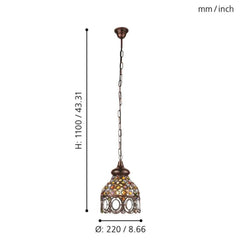 Eglo Lighting Indoor Pendants Antique Copper Jadida Pendant Light Medium 1Lt Lights-For-You 49765