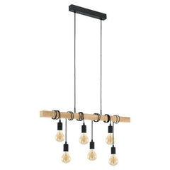 Eglo Lighting Indoor Pendants Black Townshend Ultra Modern Timber Pendant Light Lights-For-You 95499