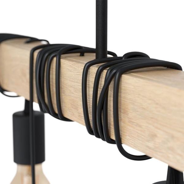 Eglo Lighting Indoor Pendants Black Townshend Ultra Modern Timber Pendant Light Lights-For-You 95499