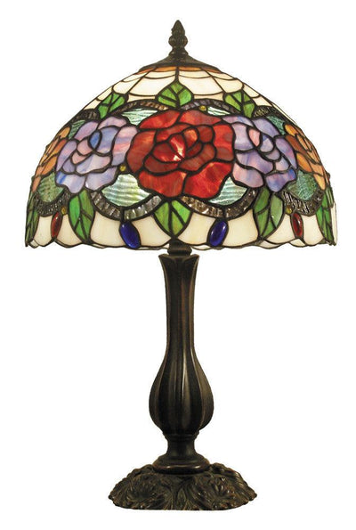 Red Rose Tiffany Small Table Lamp 240V with beautiful design