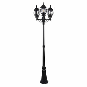 Havit Lighting Exterior Posts Trener Aluminium Black Coach 3 Light Post Light Lights-For-You HV1673W-BLK