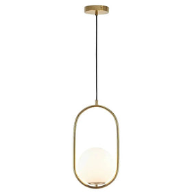Mercator Lighting Lighting Modern Art Deco Opal Glass Ball Pendant Light in Black or Brass Lights-For-You MPL505BRS