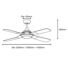 Mertec Lighting Ceiling Fans 48" Discovery II AC Ceiling Fan Black, White Lights-For-You