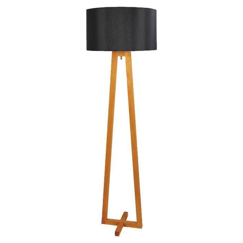 Oriel Lighting Floor Lamps Black Edra Scandi Wooden Floor Lamp Lights-For-You OL93533BK