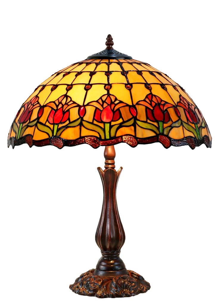 Tiffany Table Lamps Bronze Red Tulip Tiffany Large Table Lamp 240V stunning design TBL1234RDC6