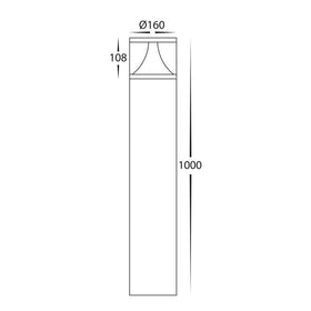 1000mm LED Bollard Light 18w Large in Black Havit Commercial - HCP-262630