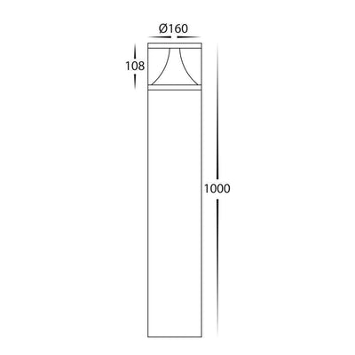 1000mm LED Bollard Light 18w Large in Black Havit Commercial - HCP-262630