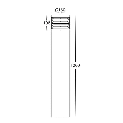1000mm Louvred LED Bollard Light 18w Large in Black Havit Commercial - HCP-262640