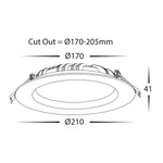 170mm LED Downlight 20w-40w White CCT HCP-8234012 Havit Commercial