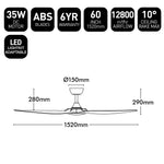 Brilliant 60" White Fantastic 3-Blade DC Ceiling Fan