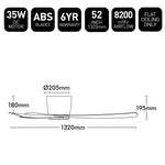Brilliant 52" White Costa 3-Blade Low Profile DC Ceiling Fan
