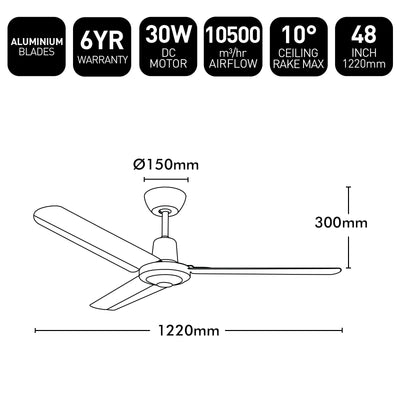 Brilliant White Pacifica II 48’’ DC Ceiling Fan