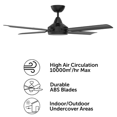 Brilliant Matt Black Cairns 48" DC Ceiling Fan