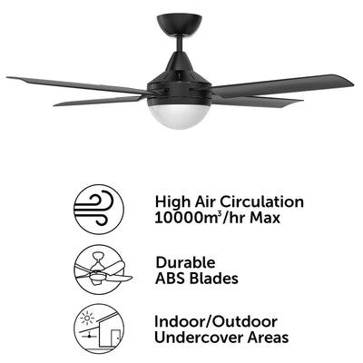 Brilliant Matt Black Cairns 48" DC Ceiling Fan with Light