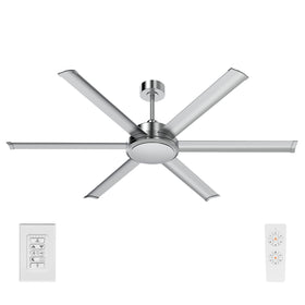 Brilliant Lighting Brilliant 65" Satin Nickel Colossus II 6-Blade DC Ceiling Fan