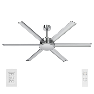 Brilliant 65" Satin Nickel Colossus II 6-Blade DC Ceiling Fan