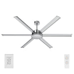 Brilliant 72" Satin Nickel Colossus II 6-Blade DC Ceiling Fan