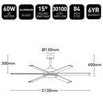 Brilliant 84" White Colossus II 6-Blade DC Ceiling Fan