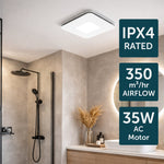 Brilliant White Sarico Promax Square 270mm AC Exhaust Fan with LED Light