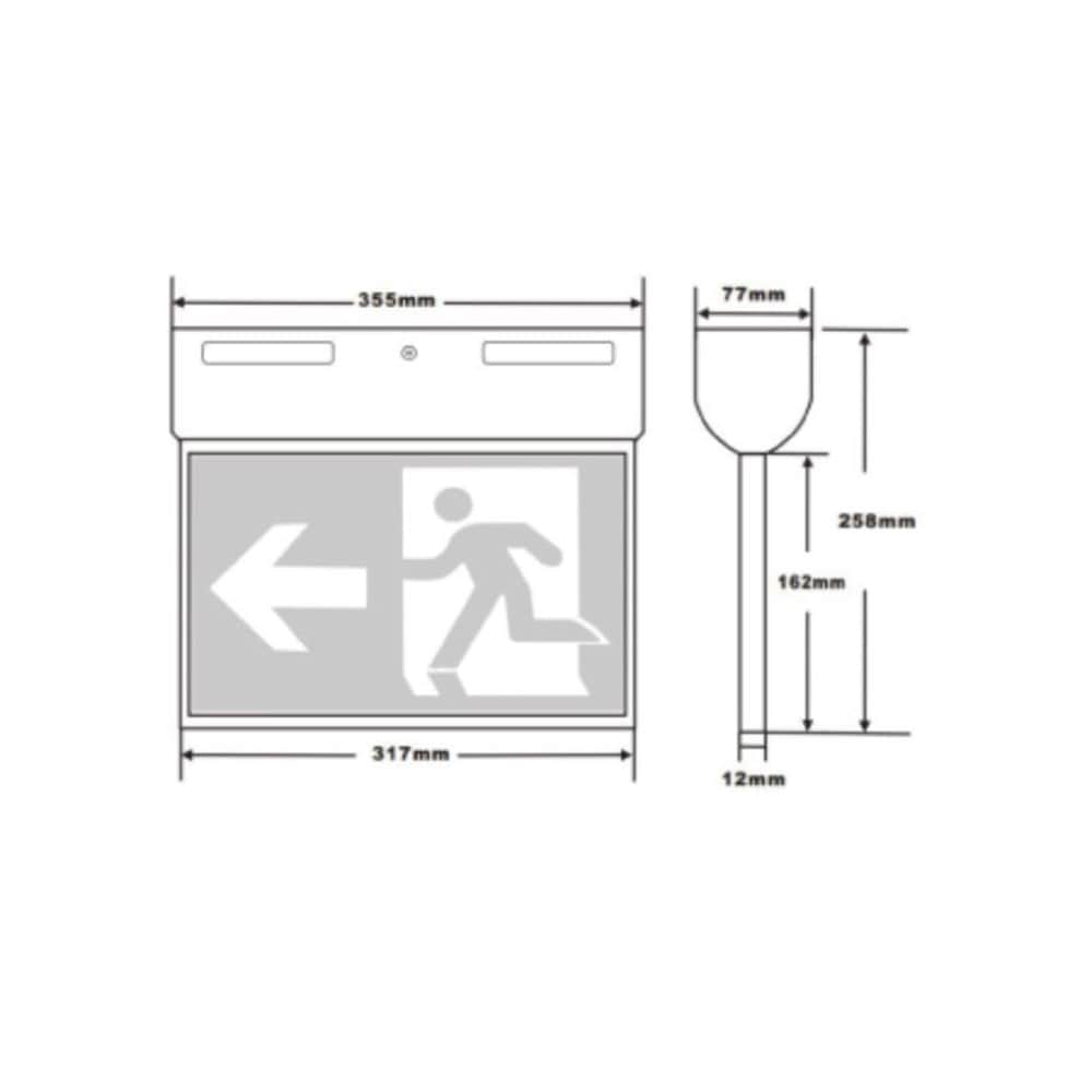 3A-Lighting Emergency Lights Emergency LED Exit Sign Light W355mm Lights-For-You 0024-SP-2003Bk