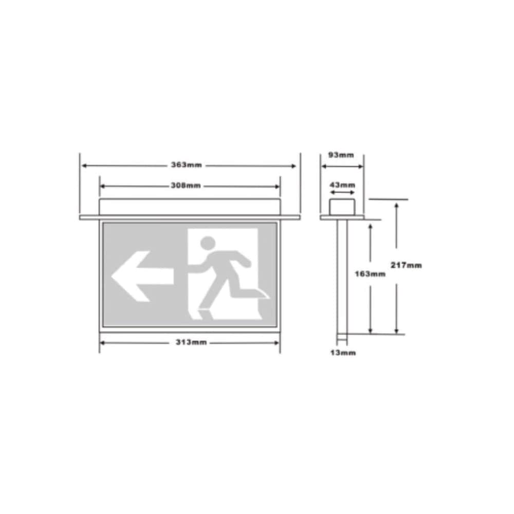 3A-Lighting Emergency Lights Recessed Emergency LED Exit Sign Light W363mm Lights-For-You 0024-SP-2002 WH