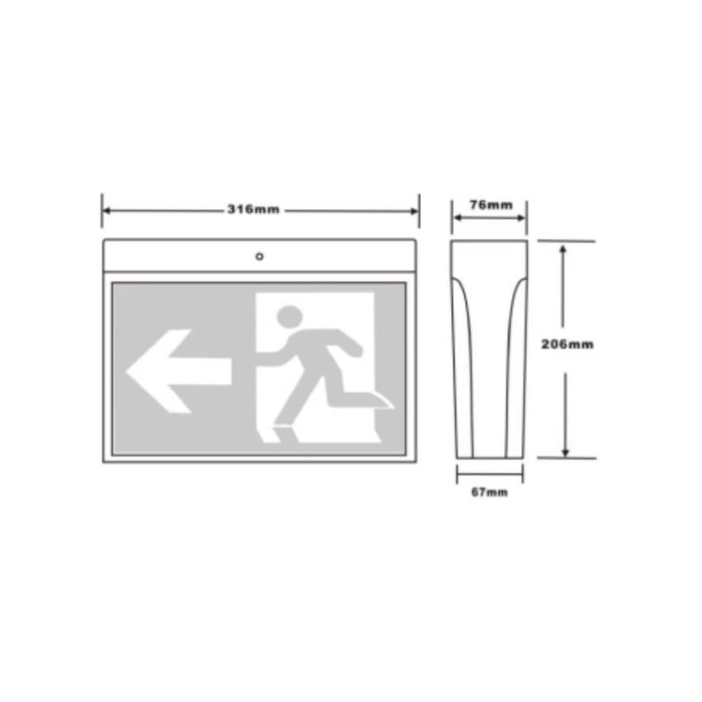 3A-Lighting Emergency Lights Surface Emergency LED Exit Sign Light W316mm Lights-For-You 0024-SP-2001 BK