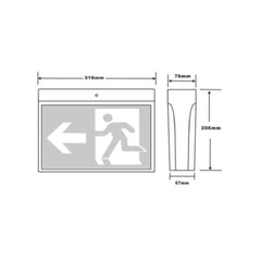 3A-Lighting Emergency Lights Surface Emergency LED Exit Sign Light W316mm Lights-For-You 0024-SP-2001 BK