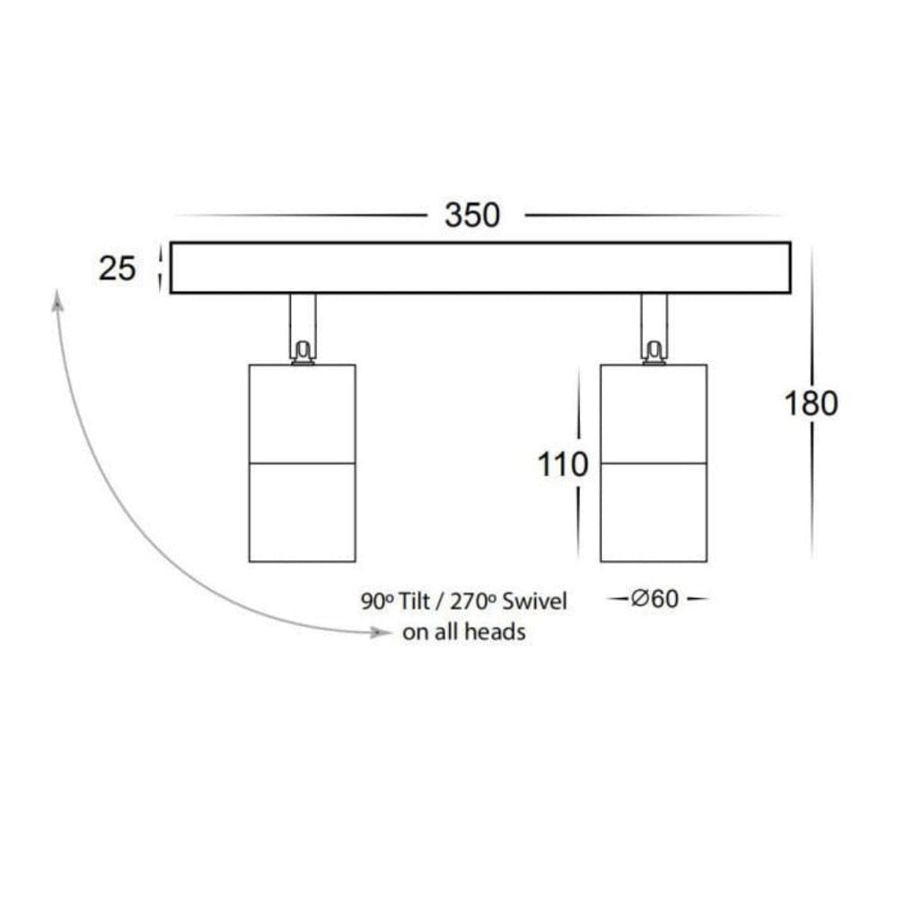 3A-Lighting Outdoor Spot Lights Outdoor Ceiling 2 Spotlights Adjustable L350mm Lights-For-You 0024-2142B