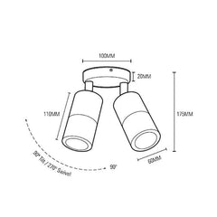 3A-Lighting Spot Lights Exterior 2 Spotlights W60mm Aluminium White Lights-For-You 0024-2124W