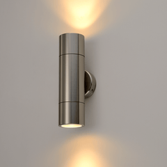 3A-Lighting Wall Light Stainless Steel Round Exterior Up/Down Wall Pillar 2 Lights Lights-For-You 2132