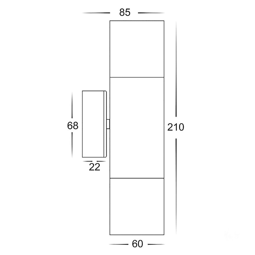 3A-Lighting Wall Lights Round Exterior Up/Down Wall Pillar 2 Lights Lights-For-You