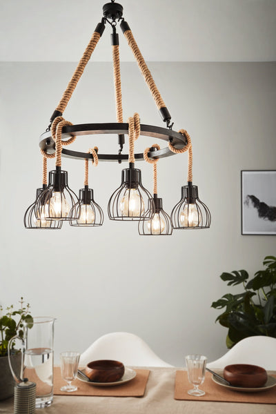 Rampside Rope Pendant Light 1Lt in the room