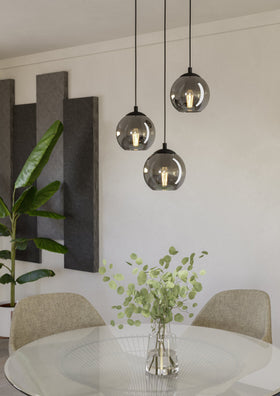 Ariscani Pendant Light 3Lt in Black in the room