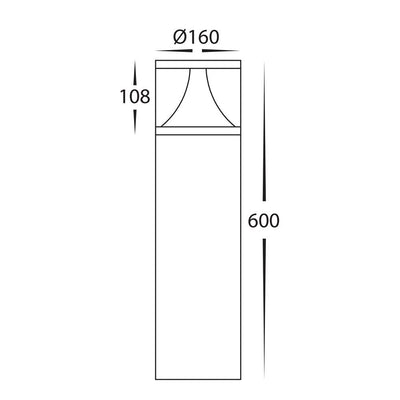 600mm LED Bollard Light 18w Large in Black Havit Commercial - HCP-262530