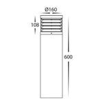 600mm Louvred LED Bollard Light 18w Large in Black Havit Commercial - HCP-262540