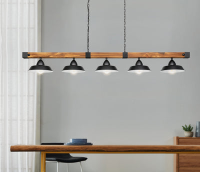 Oldbury 5Lt Pendant Light in Black & Brown Rustic in the room