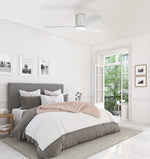 52" Iluka DC Ceiling Flush Fan With CCT LED Light in the room