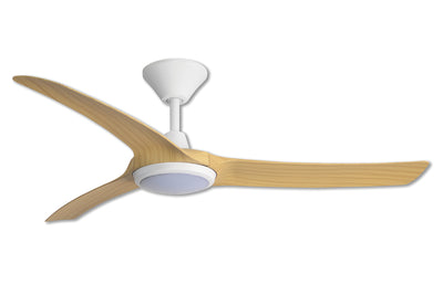 Aqua 3 IP66 DC Ceiling Fan 52 inch White with Oak Blades and LED Light