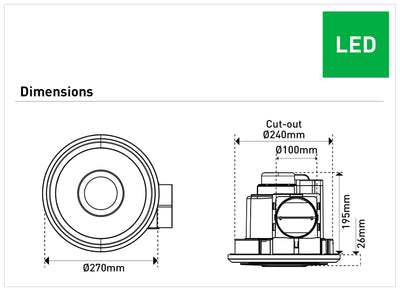 Emeline II Small Round Exhaust Fan with LED Light