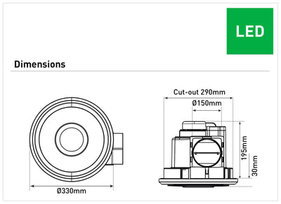Emeline II Large Round Exhaust Fan with LED Light