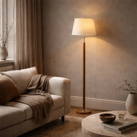 Traditional Timber Look Floor Lamp — lifestyle