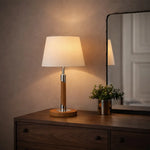 Belmore Table Lamp in Teak or Walnut — lifestyle