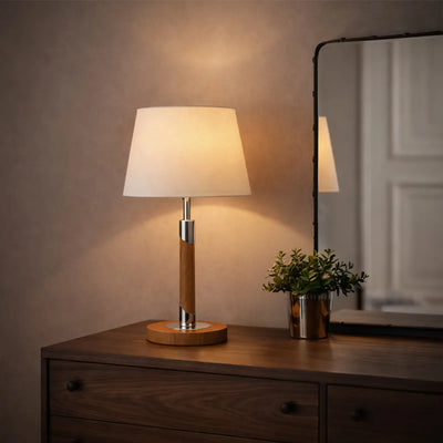 Belmore Table Lamp in Teak or Walnut — lifestyle