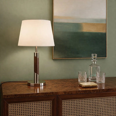 Belmore Table Lamp in Teak or Walnut — lifestyle