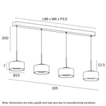 Cedro 4 LED Pendant Light Bar
