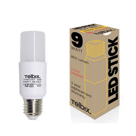 E27 T37 9W LED Tubular Globe Opal Step Dimmable — 4000K